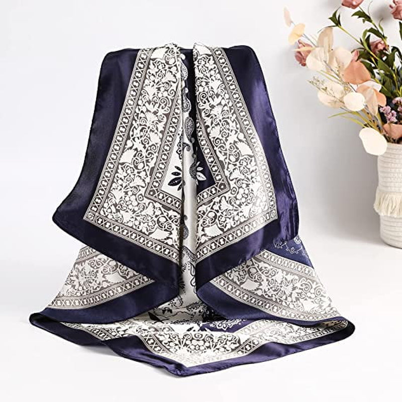 35” Large Square Satin Head Scarf - 3Pcs Satin Hair Scarves Silk Bandana Scarf Headscarf Silk Feeling Scarf for Women