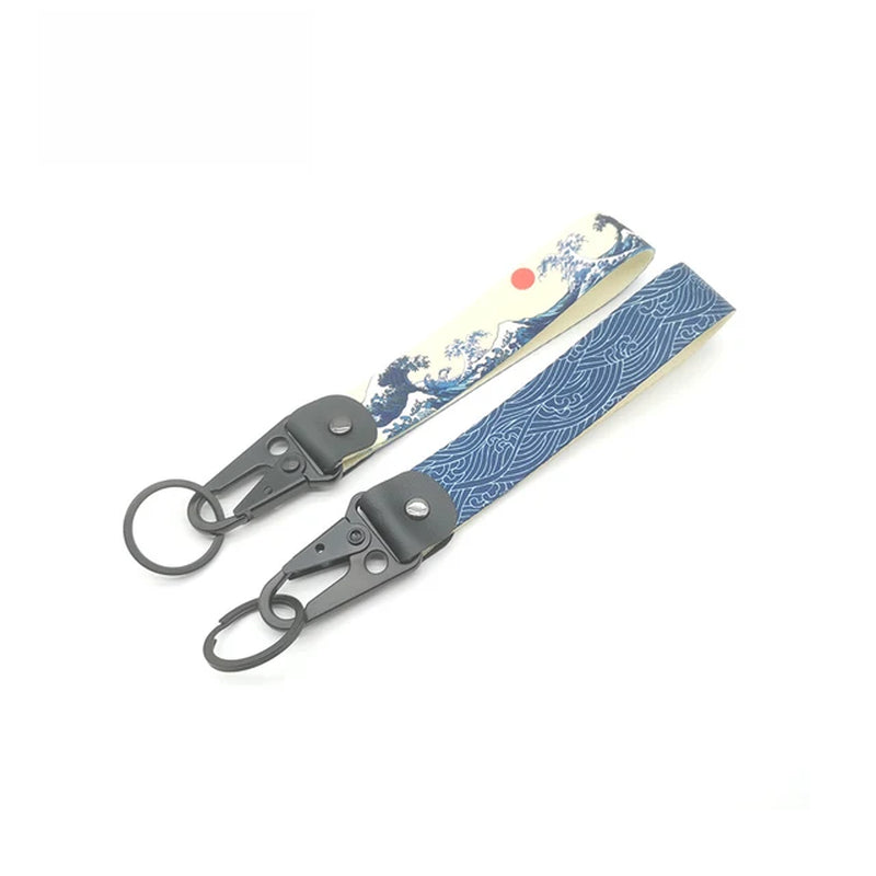 JDM Culture Style Keychain Lanyard Key Strap Tow Sides Thermoprint Nylon Key Chain Rings Car Motorcycle Keyring Auto Accessories