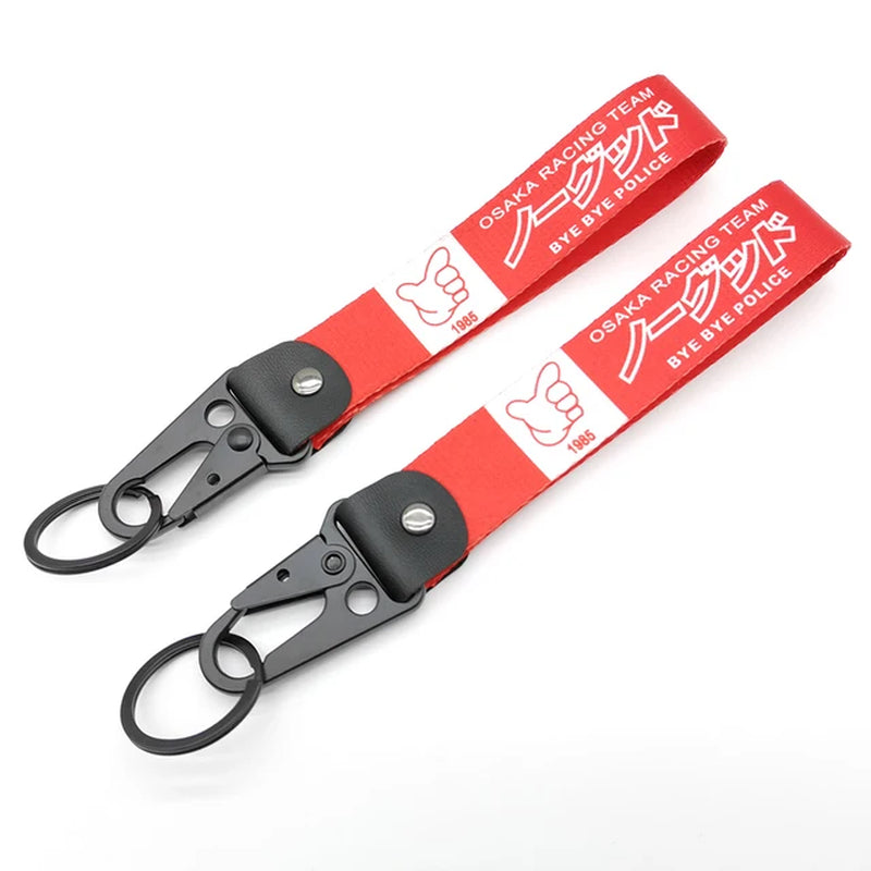 JDM Culture Style Keychain Lanyard Key Strap Tow Sides Thermoprint Nylon Key Chain Rings Car Motorcycle Keyring Auto Accessories